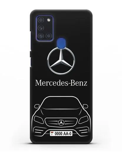 Чехол Mercedes Benz E-класс с автомобильным номером силиконовый для Samsung Galaxy A21s [SM-A217F]