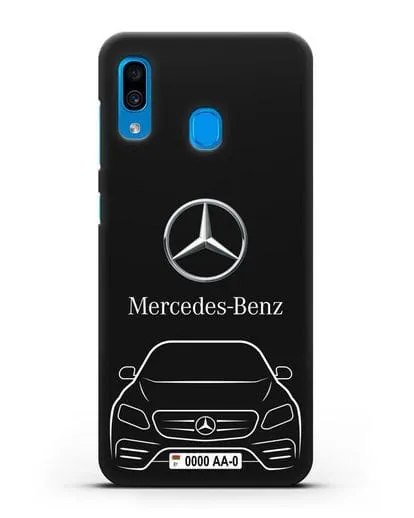Чехол Mercedes Benz E-класс с автомобильным номером силиконовый для Samsung Galaxy A30 [SM-A305FN]