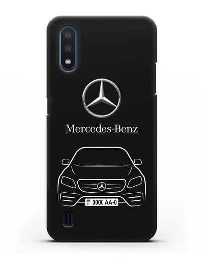 Чехол Mercedes Benz E-класс с автомобильным номером силиконовый для Samsung Galaxy M01 [SM-M015F]