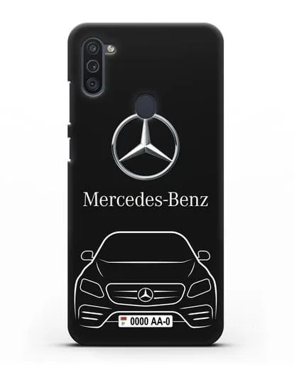 Чехол Mercedes Benz E-класс с автомобильным номером силиконовый для Samsung Galaxy M11 [SM-M115F]