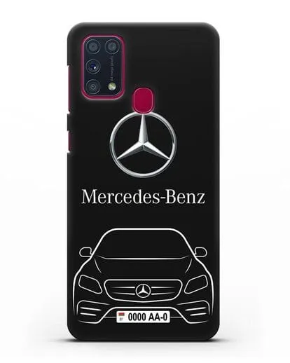 Чехол Mercedes Benz E-класс с автомобильным номером силиконовый для Samsung Galaxy M31 [SM-M315F]