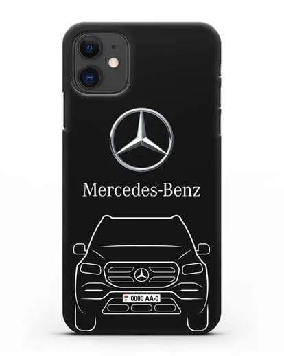 Чехол Mercedes Benz GL-класс с автомобильным номером силиконовый для iPhone 11