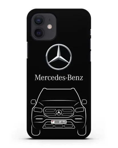 Чехол Mercedes Benz GL-класс с автомобильным номером силиконовый для iPhone 12