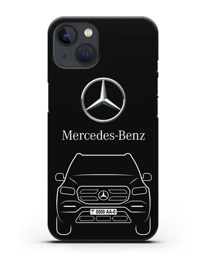 Чехол Mercedes Benz GL-класс с автомобильным номером силиконовый для iPhone 13