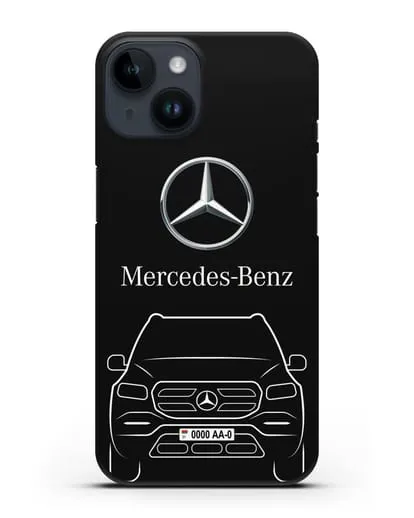 Чехол Mercedes Benz GL-класс с автомобильным номером силиконовый для iPhone 14