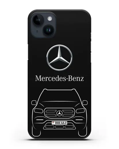 Чехол Mercedes Benz GL-класс с автомобильным номером силиконовый для iPhone 14 Plus