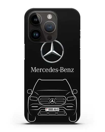 Чехол Mercedes Benz GL-класс с автомобильным номером силиконовый для iPhone 14 Pro