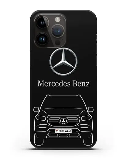 Чехол Mercedes Benz GL-класс с автомобильным номером силиконовый для iPhone 14 Pro Max