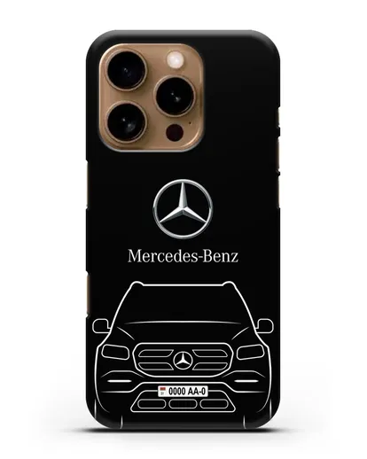 Чехол Mercedes Benz GL-класс с автомобильным номером силиконовый для iPhone 16 Pro