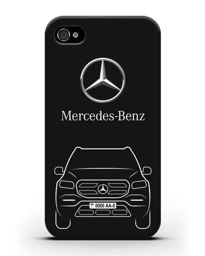 Чехол Mercedes Benz GL-класс с автомобильным номером силиконовый для iPhone 4/4s