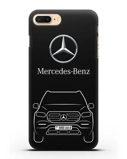 Чехол Mercedes Benz GL-класс с автомобильным номером силиконовый для iPhone 7 Plus
