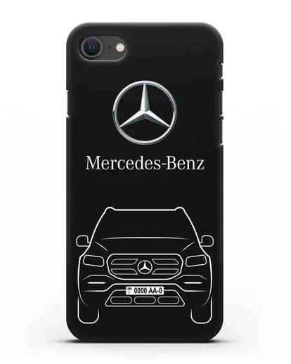 Чехол Mercedes Benz GL-класс с автомобильным номером силиконовый для iPhone SE 2020