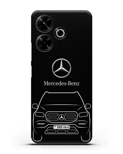 Чехол Mercedes Benz GL-класс с автомобильным номером силиконовый для Xiaomi Poco M6