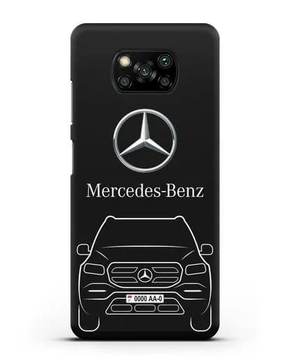 Чехол Mercedes Benz GL-класс с автомобильным номером силиконовый для Xiaomi Poco X3