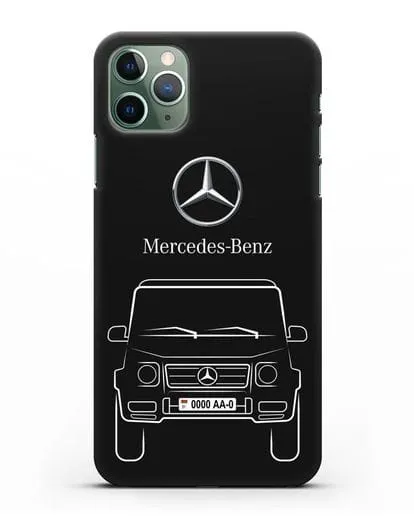 Чехол Mercedes Benz G-класс с автомобильным номером силиконовый для iPhone 11 Pro Max