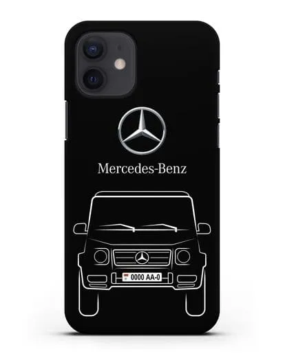 Чехол Mercedes Benz G-класс с автомобильным номером силиконовый для iPhone 12