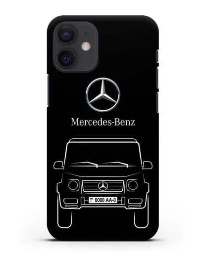 Чехол Mercedes Benz G-класс с автомобильным номером силиконовый для iPhone 12 mini