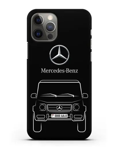 Чехол Mercedes Benz G-класс с автомобильным номером силиконовый для iPhone 12 Pro