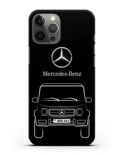 Чехол Mercedes Benz G-класс с автомобильным номером силиконовый для iPhone 12 Pro Max