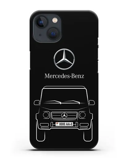 Чехол Mercedes Benz G-класс с автомобильным номером силиконовый для iPhone 13