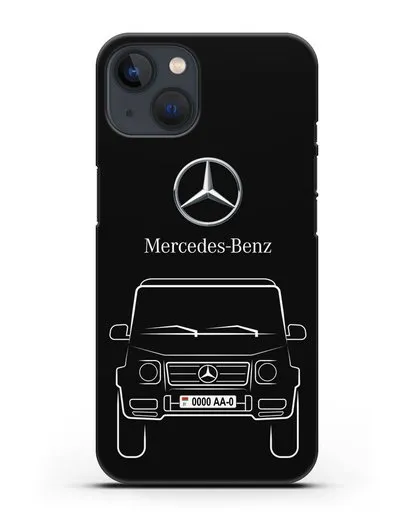 Чехол Mercedes Benz G-класс с автомобильным номером силиконовый для iPhone 13 Mini