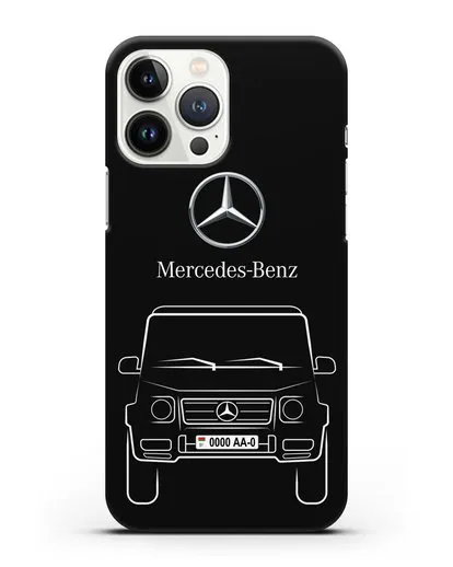 Чехол Mercedes Benz G-класс с автомобильным номером силиконовый для iPhone 13 Pro Max