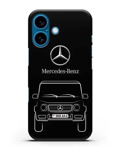 Чехол Mercedes Benz G-класс с автомобильным номером силиконовый для iPhone 16