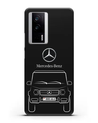 Чехол Mercedes Benz G-класс с автомобильным номером силиконовый для Xiaomi Poco F5 Pro