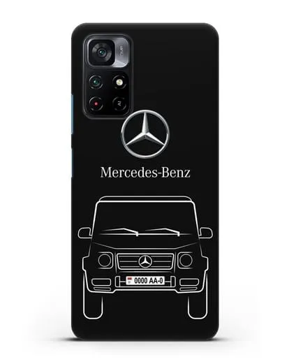 Чехол Mercedes Benz G-класс с автомобильным номером силиконовый для Xiaomi Poco M4 Pro 5G