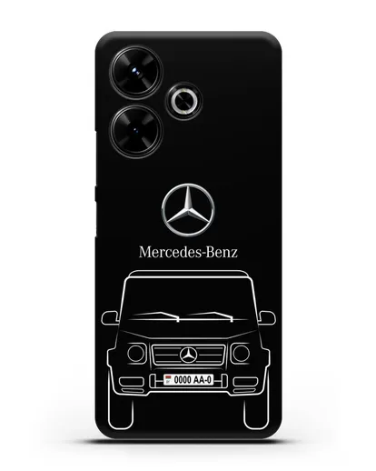 Чехол Mercedes Benz G-класс с автомобильным номером силиконовый для Xiaomi Poco M6