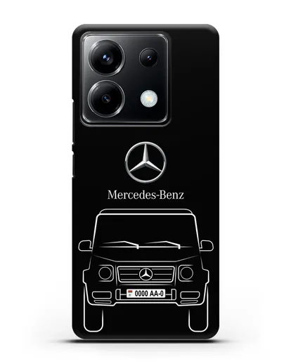 Чехол Mercedes Benz G-класс с автомобильным номером силиконовый для Xiaomi Poco X6