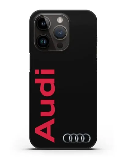 Чехол с надписью Audi и логотипом силиконовый для iPhone 14 Pro