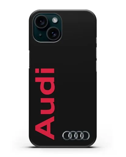 Чехол с надписью Audi и логотипом силиконовый для iPhone 15