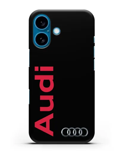 Чехол с надписью Audi и логотипом силиконовый для iPhone 16