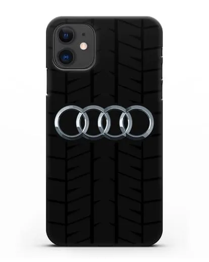 Чехол с логотипом Audi c протектором шин силиконовый для iPhone 11