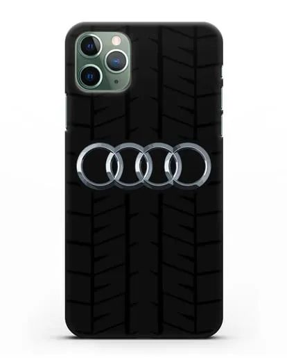 Чехол с логотипом Audi c протектором шин силиконовый для iPhone 11 Pro
