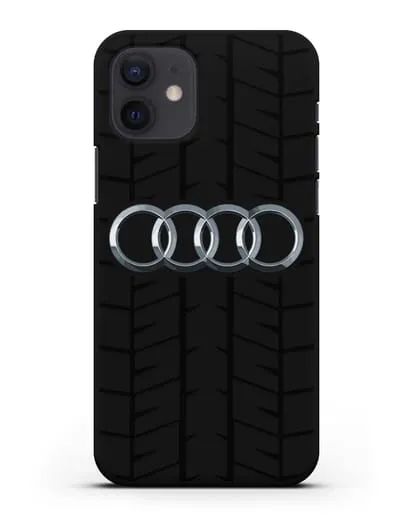 Чехол с логотипом Audi c протектором шин силиконовый для iPhone 12