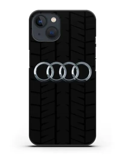 Чехол с логотипом Audi c протектором шин силиконовый для iPhone 13 Mini