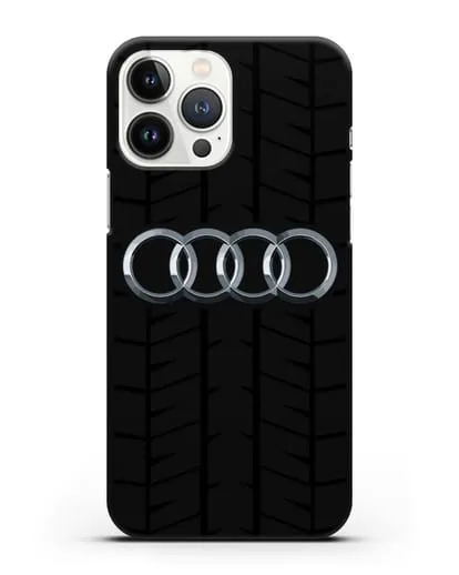 Чехол с логотипом Audi c протектором шин силиконовый для iPhone 13 Pro Max