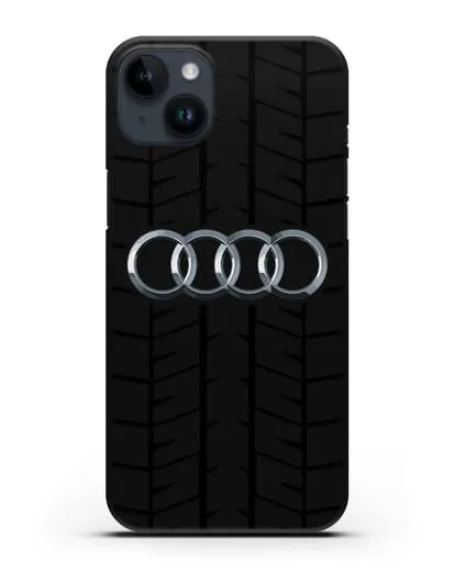 Чехол с логотипом Audi c протектором шин силиконовый для iPhone 14 Plus