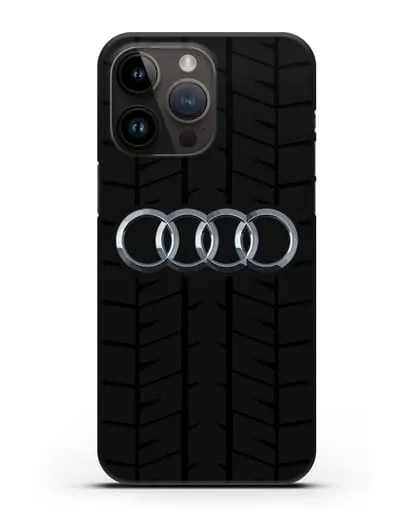 Чехол с логотипом Audi c протектором шин силиконовый для iPhone 14 Pro Max