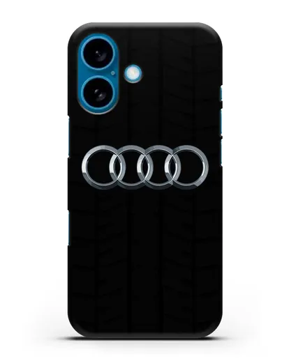 Чехол с логотипом Audi c протектором шин силиконовый для iPhone 16