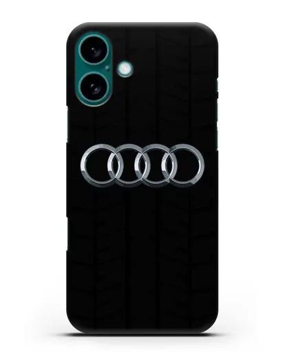 Чехол с логотипом Audi c протектором шин силиконовый для iPhone 16 Plus