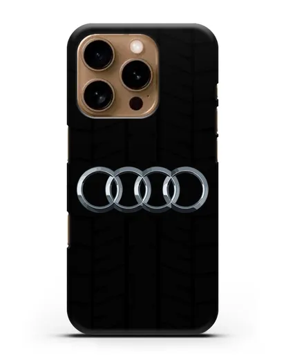 Чехол с логотипом Audi c протектором шин силиконовый для iPhone 16 Pro