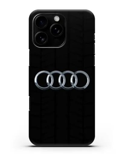 Чехол с логотипом Audi c протектором шин силиконовый для iPhone 16 Pro Max