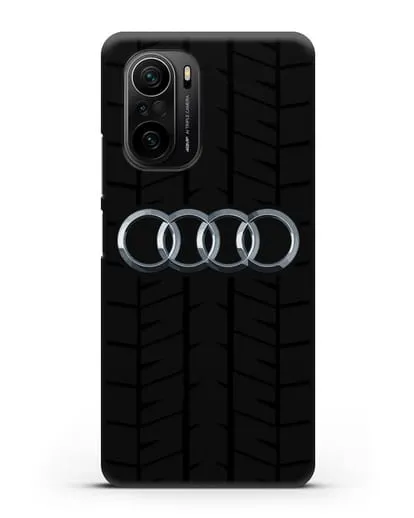 Чехол с логотипом Audi c протектором шин силиконовый для Xiaomi Poco F3