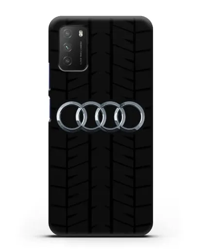 Чехол с логотипом Audi c протектором шин силиконовый для Xiaomi Poco M3