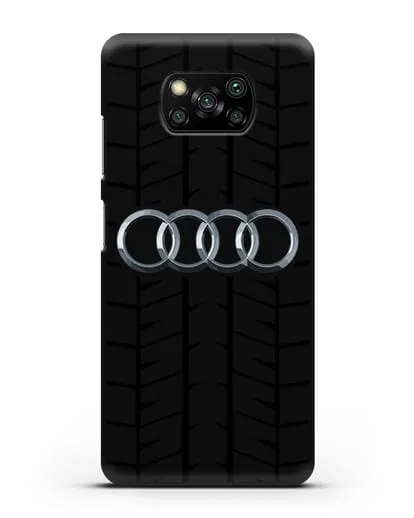 Чехол с логотипом Audi c протектором шин силиконовый для Xiaomi Poco X3
