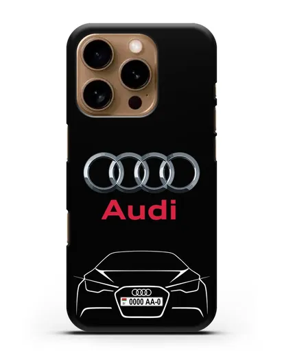 Чехол Audi с автомобильным номером силиконовый для iPhone 16 Pro