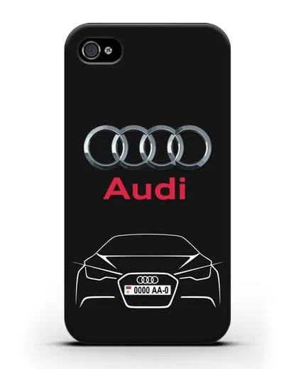 Чехол Audi с автомобильным номером силиконовый для iPhone 4/4s